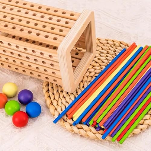 Giochi Montessori per Bambini, Torre Gioco da Tavolo con Bastoncini Colorato e Dadi, Gioco di Società in Legno, Gioco di Abilità Motorie e Giocattolo di Conteggio Gioco da Famiglie e Viaggio - immagine 7