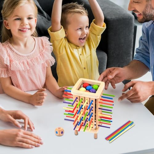 Giochi Montessori per Bambini, Torre Gioco da Tavolo con Bastoncini Colorato e Dadi, Gioco di Società in Legno, Gioco di Abilità Motorie e Giocattolo di Conteggio Gioco da Famiglie e Viaggio - immagine 8