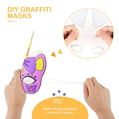 Hifot Maschera Unicorno Bianca Maschere Bambini per Animali da Colorare DIY Artigianato 9 Pezzi Maschere per Carnevale Festa Compleanno Bambini Accessori per Feste - immagine 4