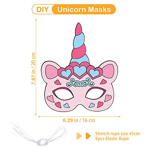 Hifot Maschera Unicorno Bianca Maschere Bambini per Animali da Colorare DIY Artigianato 9 Pezzi Maschere per Carnevale Festa Compleanno Bambini Accessori per Feste - immagine 5