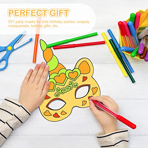 Hifot Maschera Unicorno Bianca Maschere Bambini per Animali da Colorare DIY Artigianato 9 Pezzi Maschere per Carnevale Festa Compleanno Bambini Accessori per Feste - immagine 6