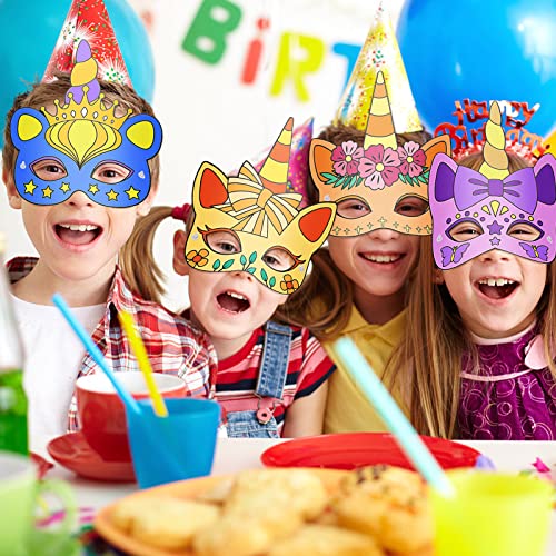Hifot Maschera Unicorno Bianca Maschere Bambini per Animali da Colorare DIY Artigianato 9 Pezzi Maschere per Carnevale Festa Compleanno Bambini Accessori per Feste - immagine 7
