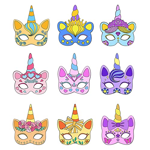 Hifot Maschera Unicorno Bianca Maschere Bambini per Animali da Colorare DIY Artigianato 9 Pezzi Maschere per Carnevale Festa Compleanno Bambini Accessori per Feste - immagine 8