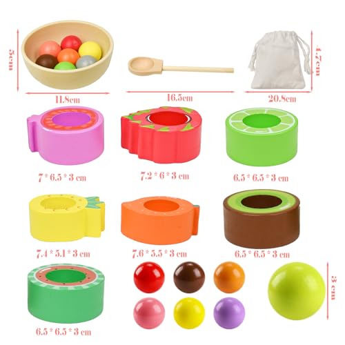 Hyacinthy Giocattoli a Colori per Bambini, Palline in Tazze, Giochi in Legno Montessori, Giocattolo Bambino, Giochi educativi Colori Bambini dell'abbinamento per Bambini di 3 Anni - immagine 4