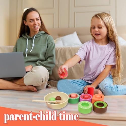 Hyacinthy Giocattoli a Colori per Bambini, Palline in Tazze, Giochi in Legno Montessori, Giocattolo Bambino, Giochi educativi Colori Bambini dell'abbinamento per Bambini di 3 Anni - immagine 8
