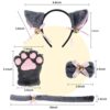 Kinsinder Costume Gatto Bambina, Gatto Cosplay Costume, Peluche Artiglio Guanti Gatto Gattino Orecchie Coda Collare Zampe Carino Adorabile Costume per il Set per Bambini e Adulti (Grigio) - immagine 3