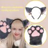Kinsinder Costume Gatto Bambina, Gatto Cosplay Costume, Peluche Artiglio Guanti Gatto Gattino Orecchie Coda Collare Zampe Carino Adorabile Costume per il Set per Bambini e Adulti (Grigio) - immagine 6