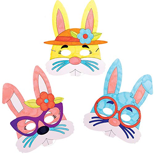 Maschera da Colorare Coniglio Pasquale Baker Ross (confezione da 8)- Creativi articoli artigianali di Pasqua per bambini da realizzare e decorare. - immagine 3