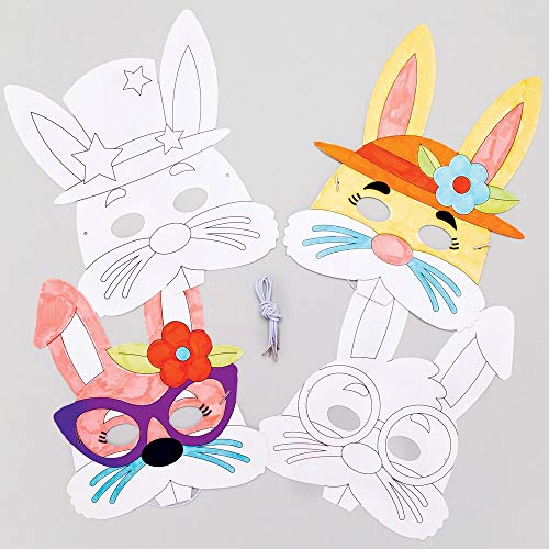 Maschera da Colorare Coniglio Pasquale Baker Ross (confezione da 8)- Creativi articoli artigianali di Pasqua per bambini da realizzare e decorare.