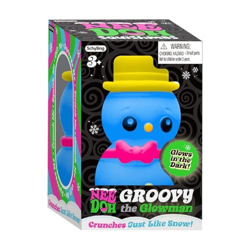 Schylling NeeDoh Squishmas Groovy Glowman, giocattolo natalizio antistress simile alla neve, in colori assortiti, dai 3 anni agli adulti (confezione da 1) - immagine 4