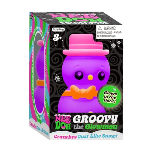 Schylling NeeDoh Squishmas Groovy Glowman, giocattolo natalizio antistress simile alla neve, in colori assortiti, dai 3 anni agli adulti (confezione da 1)