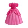 WZWLKJ Costume da principessa Pesca per ragazze Super Bros Costume da principessa con corona Fascia orecchini Guanti per costumi Cosplay Abiti per bambini vestire rosa - immagine 3
