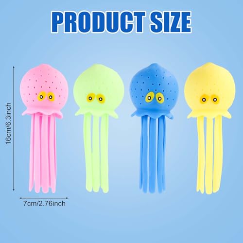 4 pz Palline D'acqua Polpo, Giocattoli Galleggianti Piscina Polpo Multicolore Morbidi Giocattoli Sensoriali Bagno Polpo Spruzzi Giocattoli per Piscina, Spiaggia, Riempitivi Sacchetti, Estate - immagine 3