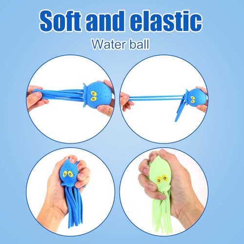 4 pz Palline D'acqua Polpo, Giocattoli Galleggianti Piscina Polpo Multicolore Morbidi Giocattoli Sensoriali Bagno Polpo Spruzzi Giocattoli per Piscina, Spiaggia, Riempitivi Sacchetti, Estate - immagine 5