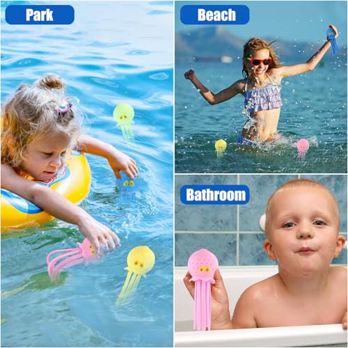 4 pz Palline D'acqua Polpo, Giocattoli Galleggianti Piscina Polpo Multicolore Morbidi Giocattoli Sensoriali Bagno Polpo Spruzzi Giocattoli per Piscina, Spiaggia, Riempitivi Sacchetti, Estate - immagine 7