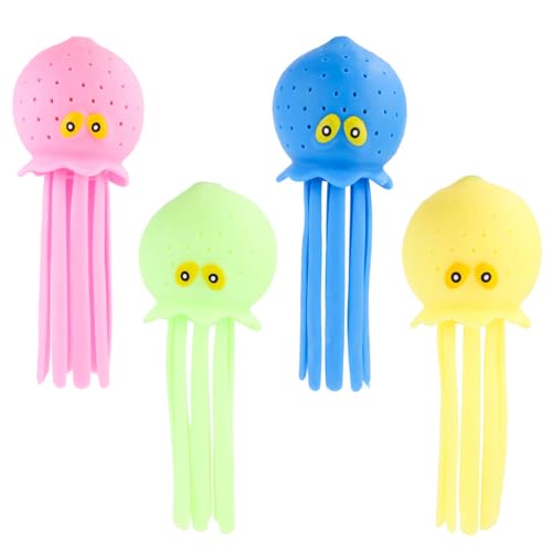 4 pz Palline D'acqua Polpo, Giocattoli Galleggianti Piscina Polpo Multicolore Morbidi Giocattoli Sensoriali Bagno Polpo Spruzzi Giocattoli per Piscina, Spiaggia, Riempitivi Sacchetti, Estate