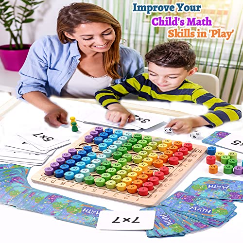 Abaco in Legno,Giochi Abaco Montessori,Tavola Delle Moltiplicazioni Montessori,Tabelline per Bambini,Giocattoli Educativi Matematica,Gioco in Legno Cubo,Tavola Pitagorica in Legno 3+ Anni - immagine 18