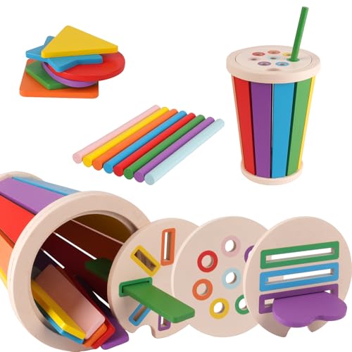 Aolso Giocattoli Montessori da Impilare e Ordinare,Giochi Montessori 2 Anni,Giochi di Selezione di Forme e Colori Giochi Bambini,Regalo Bambina 2 Anni,Giochi in Legno per Bambini 1 2 3 Anni