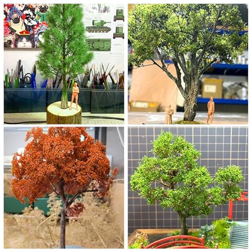 Attuslla Foglie realistiche in miniatura in 4 colori, modello di paesaggio, foglie finte per fai da te ferroviario giardino fatato simulazione vite per giardino fatato diorama scenario layout - immagine 8
