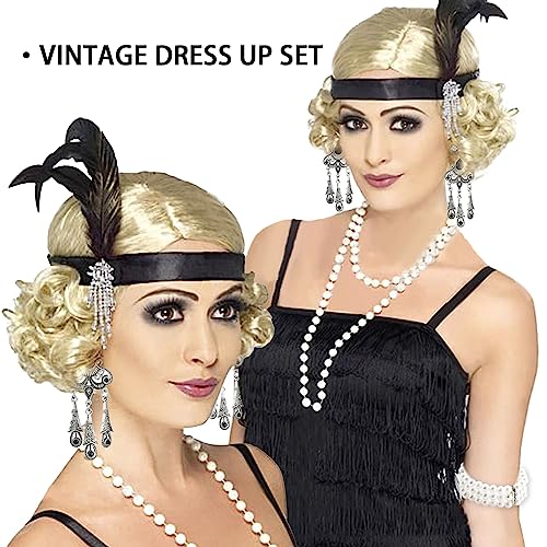 BDSHUNBF Accessori Anni 20, Costumi Charleston 1920 Flapper Fascia Accessori di Set, 20s Gatsby Costume Set, per la Vintage Festa Degli Anni '20 Halloween Ballo - immagine 4