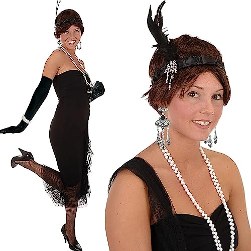 BDSHUNBF Accessori Anni 20, Costumi Charleston 1920 Flapper Fascia Accessori di Set, 20s Gatsby Costume Set, per la Vintage Festa Degli Anni '20 Halloween Ballo - immagine 7