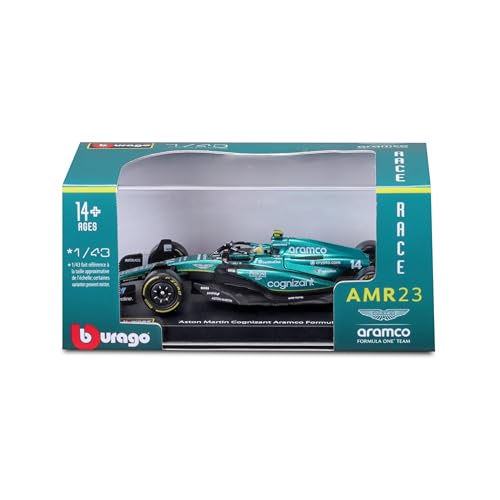 Bburago - 1/43 Racing - 2023 F1 Aston Martin AMR23 - con Casco #Alonso Veicolo Formula 1 Aston Martin Stagione 2023 in metallo in scala 1/43° Pilota #Alonso con Casco - immagine 9