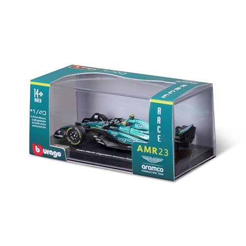Bburago - 1/43 Racing - 2023 F1 Aston Martin AMR23 - con Casco #Alonso Veicolo Formula 1 Aston Martin Stagione 2023 in metallo in scala 1/43° Pilota #Alonso con Casco - immagine 10