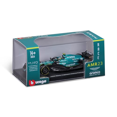 Bburago - 1/43 Racing - 2023 F1 Aston Martin AMR23 - con Casco #Alonso Veicolo Formula 1 Aston Martin Stagione 2023 in metallo in scala 1/43° Pilota #Alonso con Casco - immagine 11