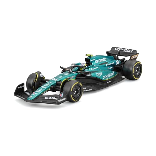 Bburago - 1/43 Racing - 2023 F1 Aston Martin AMR23 - con Casco #Alonso Veicolo Formula 1 Aston Martin Stagione 2023 in metallo in scala 1/43° Pilota #Alonso con Casco