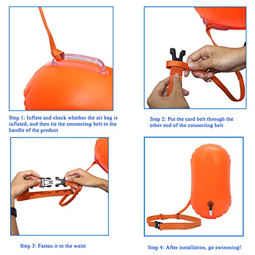 Boa di Nuotata,Galleggiante Da Nuoto All'aperto,Boa Gonfiabile Borsa Asciutta Traino,Per Triathlon Snorkeling, Nuoto In Acque Libere Accessori L'allenamento Corsa,Bolla Altamente Visibile - immagine 5