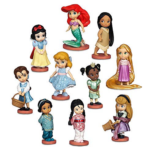 Disney Store Collezione Animator, 10 pezzi, dettagli glitter sui vestiti, con Belle, la Principessa Jasmine, Cenerentola e molte altre principesse, giocattoli Disney per bambini con età 3+
