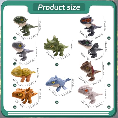 GZLCEU 10 pezzi di dinosauro per dita, mini dinosauro set ABS dinosauro morso dita per bambini, ragazzi e ragazze Dino morso dita (colori misti) - immagine 3