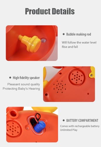 Giocattoli da Bagno,Giochi Vasca da Bagno Bambini,Ricarica USB aggiornata,Giocattoli con Bolle Macchina per Bolle con Musica per Vasca da Bagno Bambini Tempo di Divertimento - immagine 6