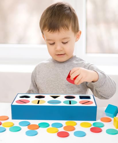 Giochi per Distinguere i Colori e Forme, Giocattoli Impilabili und Ordinamento, Giochi in Legno per Bambini, Giochi Montessori Giochi Infilare Regalo per Bambini 3 4 5 Anni - immagine 3