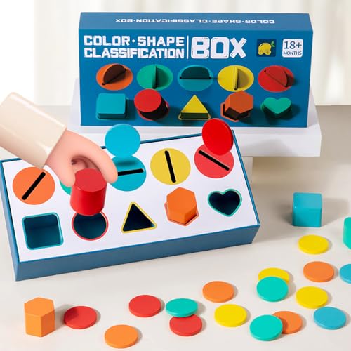 Giochi per Distinguere i Colori e Forme, Giocattoli Impilabili und Ordinamento, Giochi in Legno per Bambini, Giochi Montessori Giochi Infilare Regalo per Bambini 3 4 5 Anni - immagine 5