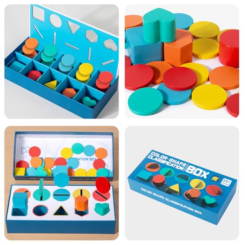 Giochi per Distinguere i Colori e Forme, Giocattoli Impilabili und Ordinamento, Giochi in Legno per Bambini, Giochi Montessori Giochi Infilare Regalo per Bambini 3 4 5 Anni - immagine 8