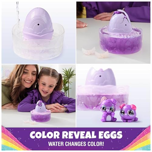 Hatchimals Alive, giocattolo Rainbow Splash Fizzy Color Surprise, scopri due o tre gemelli nelle uova con colore a sorpresa (il modello può variare), giocattoli per bambini e bambine - immagine 4
