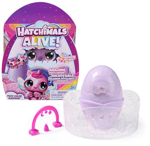 Hatchimals Alive, giocattolo Rainbow Splash Fizzy Color Surprise, scopri due o tre gemelli nelle uova con colore a sorpresa (il modello può variare), giocattoli per bambini e bambine