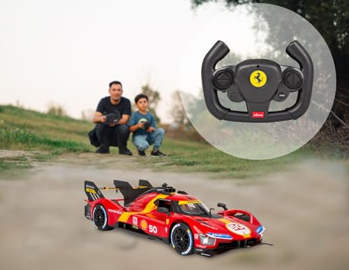 JAMARA Ferrari 499P 1:14 rosso 2,4 GHz porta manuale – licenza ufficiale, interno fedele ai dettagli, verniciatura fedele, parabrezza trasparente, luce LED, auto RC - immagine 8