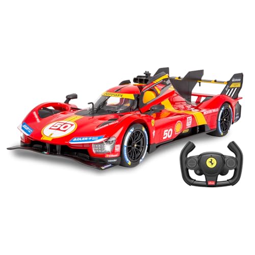 JAMARA Ferrari 499P 1:14 rosso 2,4 GHz porta manuale – licenza ufficiale, interno fedele ai dettagli, verniciatura fedele, parabrezza trasparente, luce LED, auto RC