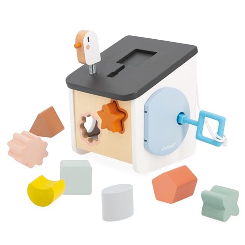 Janod - Casetta delle Forme Uccellino Sweet Cocoon - 8 Pezzi da Incastrare - Gioco Multisensoriale - Riconoscimento Forme e Colori - Giocattolo in Legno FSC - dai 18 Mesi, J04062 - immagine 4