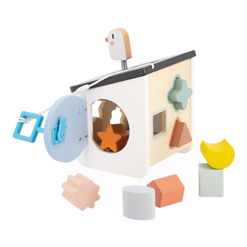Janod - Casetta delle Forme Uccellino Sweet Cocoon - 8 Pezzi da Incastrare - Gioco Multisensoriale - Riconoscimento Forme e Colori - Giocattolo in Legno FSC - dai 18 Mesi, J04062 - immagine 5