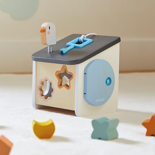 Janod - Casetta delle Forme Uccellino Sweet Cocoon - 8 Pezzi da Incastrare - Gioco Multisensoriale - Riconoscimento Forme e Colori - Giocattolo in Legno FSC - dai 18 Mesi, J04062 - immagine 8
