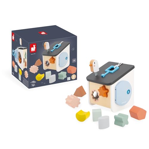 Janod - Casetta delle Forme Uccellino Sweet Cocoon - 8 Pezzi da Incastrare - Gioco Multisensoriale - Riconoscimento Forme e Colori - Giocattolo in Legno FSC - dai 18 Mesi, J04062 - immagine 10