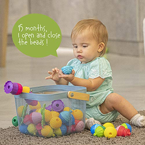 Lalaboom - Preschool Educational Beads - Montessori Shapes and Colors Construction Game and Learning Toy for Babies and Children from 10 Months to 4 Years Old - BL460, 48 Pieces in a Zipper Bag - immagine 12