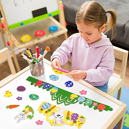 Landifor 4pcs Corone di Pasqua Corona Coniglio Bambini Pasquali Corona in Feltro Lavoretti Creativi per Bambini DIY Corona-per Pasqua Travestimento Imitazione Cosplay Festa Regalo - immagine 4