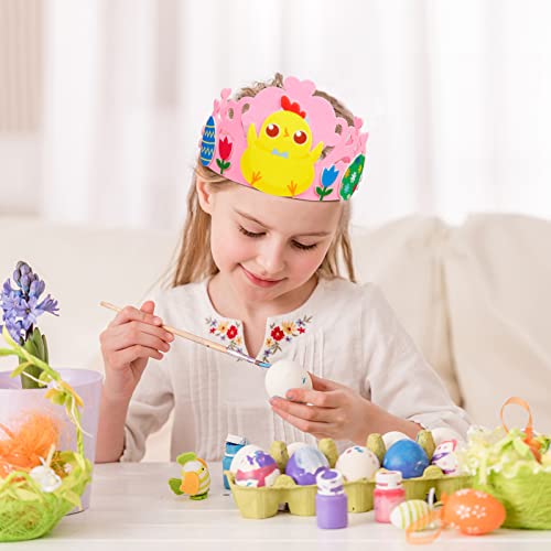 Landifor 4pcs Corone di Pasqua Corona Coniglio Bambini Pasquali Corona in Feltro Lavoretti Creativi per Bambini DIY Corona-per Pasqua Travestimento Imitazione Cosplay Festa Regalo - immagine 6