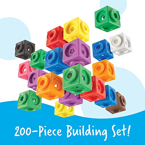 Learning Resources Big Builders MathLink Cubes - Set di Costruzione Educativo, 200 Pezzi, Colori e Forme Varie, Sviluppo Abilità Matematiche e Motorie per Bambini di 5+ Anni - immagine 3