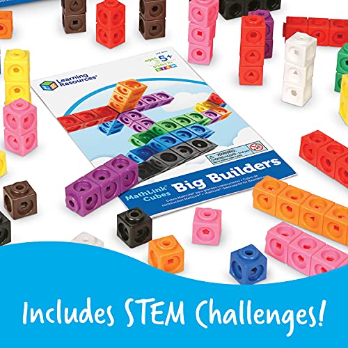 Learning Resources Big Builders MathLink Cubes - Set di Costruzione Educativo, 200 Pezzi, Colori e Forme Varie, Sviluppo Abilità Matematiche e Motorie per Bambini di 5+ Anni - immagine 7