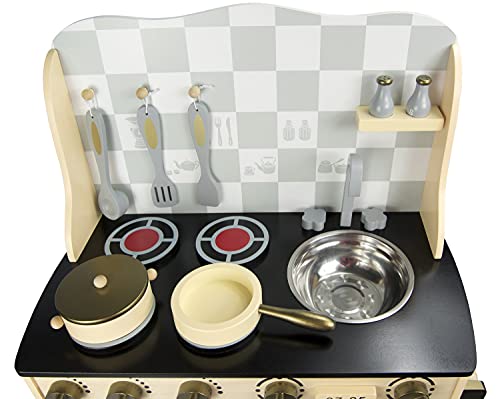 Leomark Cuisine Vintage in legno, giocattolo per bambini, gioco d'imitazione, educazione tavola divertimento, accessori da cucina, dimensioni: 59cm x 30cm x 75 cm (LxPxA) - immagine 7